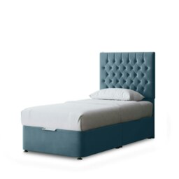 Rackhams Seraphine Divan Bed with Upholstered Headboard - Blue - Single - thumbnail 1