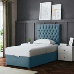 Rackhams Seraphine Divan Bed with Upholstered Headboard - Blue - Single - thumbnail 2
