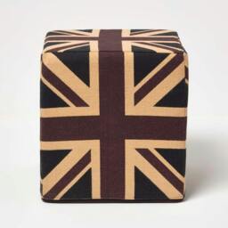 Rackhams Cotton Cube Pouffe Vintage Union Jack - 36 x 36 x 38 cm - thumbnail 1