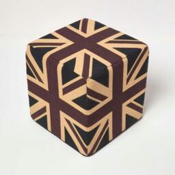 Rackhams Cotton Cube Pouffe Vintage Union Jack - 36 x 36 x 38 cm - thumbnail 3