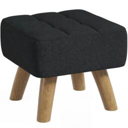 Rackhams Modern Footstool, Fabric Foot Rest with Rubber Wood Legs - Dark Green - thumbnail 3