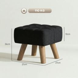 Rackhams Modern Footstool, Fabric Foot Rest with Rubber Wood Legs - Dark Green - thumbnail 4