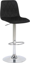 Rackhams Verona Velvet Kitchen Bar Stools, Single, Height Adjustable Gas Lift Stool With Backrest, Breakfast Bar Stool - Black - thumbnail 1