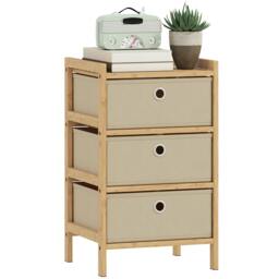 Rackhams Chest of Drawers, 3 Drawers Dresser with Bamboo Frame - Cream - 33 x 29 x 55 cm - 3 - thumbnail 2