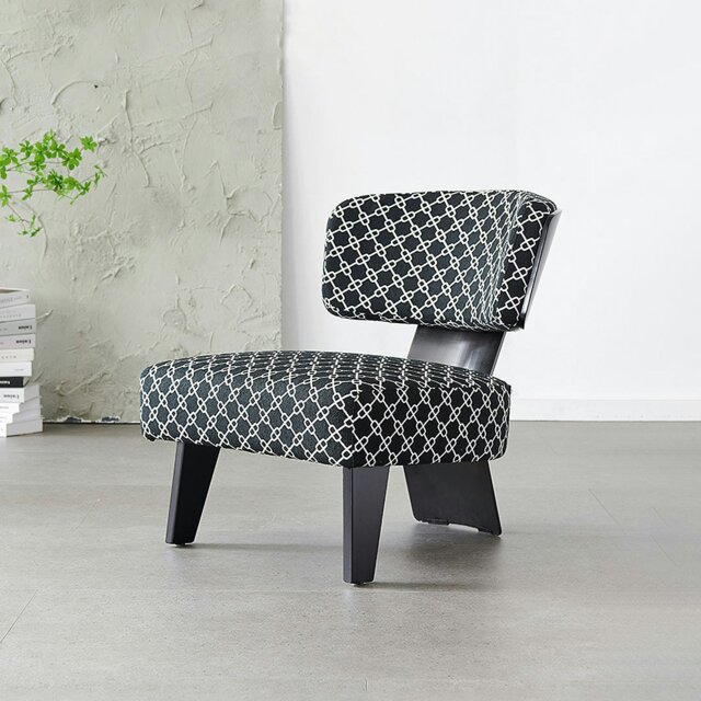 Rackhams Nascimento Patterned Accent Chair, Black Armchair - Others (Linen) - image 1