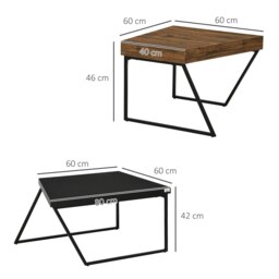 Rackhams Coffee Table Set of 2, Coffee Tables with Steel Frame for Living Room - Rustic Brown - thumbnail 5