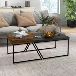 Rackhams Coffee Table Set of 2, Coffee Tables with Steel Frame for Living Room