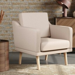 Rackhams 2ft Upholstered Armchair Linen Pebble Weave Padded Single Sofa - Beige - thumbnail 2
