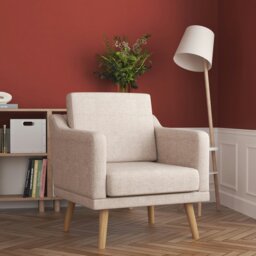 Rackhams 2ft Upholstered Armchair Linen Pebble Weave Padded Single Sofa - Beige