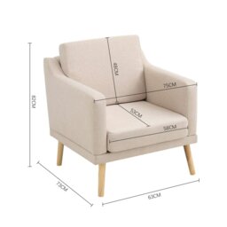 Rackhams 2ft Upholstered Armchair Linen Pebble Weave Padded Single Sofa - Beige - thumbnail 6