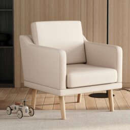 Rackhams 2ft Upholstered Armchair Linen Pebble Weave Padded Single Sofa - Beige - thumbnail 4