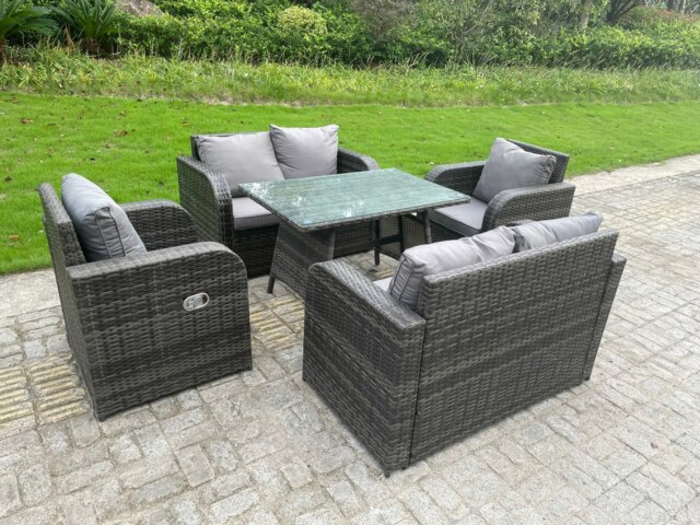 Rackhams Outdoor Rattan Garden Furniture Sofa Set Dining Table Reclining Chairs Love Sofa 6 Seater - image 1