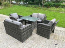 Rackhams Outdoor Rattan Garden Furniture Sofa Set Dining Table Reclining Chairs Love Sofa 6 Seater - thumbnail 3