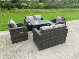 Rackhams Outdoor Rattan Garden Furniture Sofa Set Dining Table Reclining Chairs Love Sofa 6 Seater - thumbnail 2