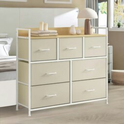 Rackhams Industrial Bedroom Chest With 7 Fabric Drawers Cream - thumbnail 3