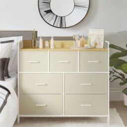 Rackhams Industrial Bedroom Chest With 7 Fabric Drawers Cream - thumbnail 5