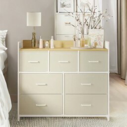 Rackhams Industrial Bedroom Chest With 7 Fabric Drawers Cream - thumbnail 6