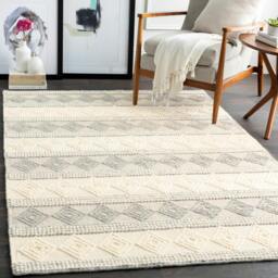 Rackhams Hygge-Hand Woven Charcoal White Wool Cottage Rug - 183 x274 cm - thumbnail 1