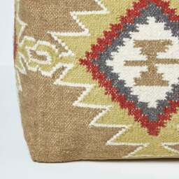 Rackhams Jaipur Brown and Orange Kilim Footstool Handwoven Beanbag Pouffe - 43 x 43 cm - thumbnail 4