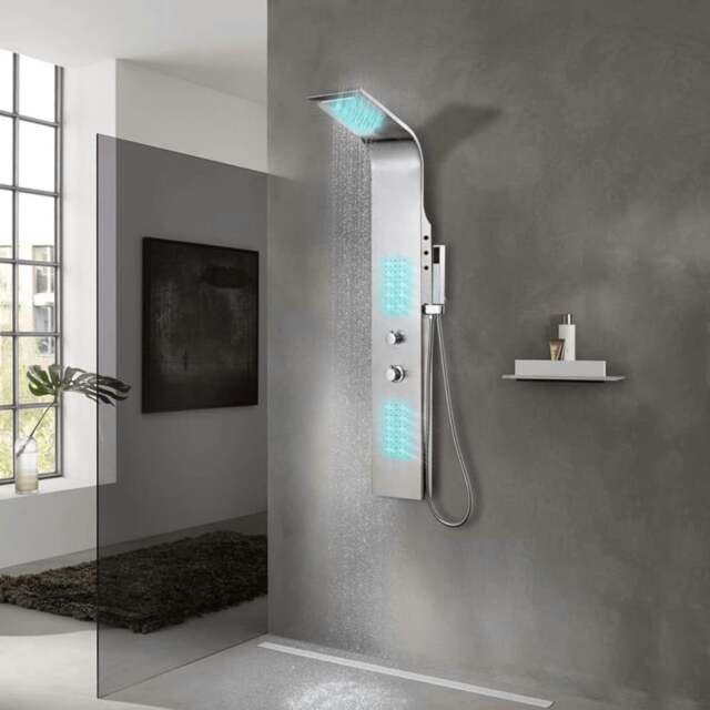 Rackhams Shower Panel System Stainless Steel Curved
