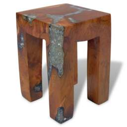 Rackhams Stool Solid Teak Wood and Resin - thumbnail 1