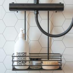 Rackhams Matt Black Stainless Steel Shower Basket for Shower Mixer - thumbnail 2