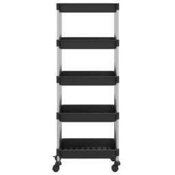 Rackhams 5-Tier Kitchen Trolley Black 42x29x128 cm Iron and ABS - thumbnail 3
