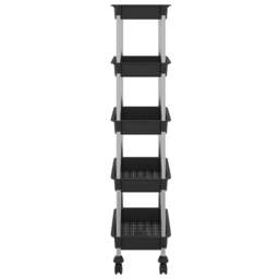 Rackhams 5-Tier Kitchen Trolley Black 42x29x128 cm Iron and ABS - thumbnail 4