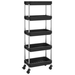 Rackhams 5-Tier Kitchen Trolley Black 42x29x128 cm Iron and ABS - thumbnail 2
