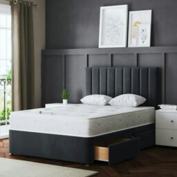 Rackhams Amelia Divan Bed with Upholstered Headboard - Two Drawers - Grey (Steel) - Small Double - thumbnail 5