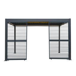 Rackhams Anthracite Aluminium Pergola With White Blinds, 2 x Side Panels & LED Lights - 3m x 4m - thumbnail 2