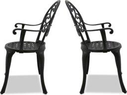 Rackhams Prego 2-Large Garden and Patio Bistro Chairs with Armrests in Cast Aluminium Black - Assembled - thumbnail 4
