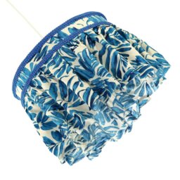 Rackhams Hanging Cotton Pendant Shade with Blue Print and Embroidered Trims - thumbnail 4