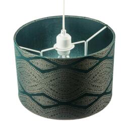 Rackhams Sophisticated Forest Green Lamp Shade with Intricate Geometric Pattern - thumbnail 2
