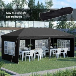 Rackhams 3 x 6m Heavy Duty Gazebo Marquee Party Tent with Storage Bag Black - Blue - 585 cm x 295 cm x 270 cm - thumbnail 4