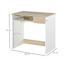 Rackhams 80cm Compact Computer Desk with Keyboard Tray, Home Office Desk with Drawer for Bedroom Study, Oak - thumbnail 3