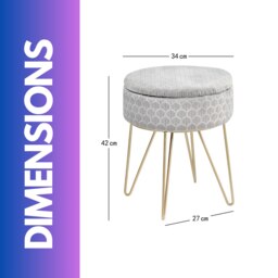 Rackhams Velvet Round Ottoman Footstool With Storage Grey - thumbnail 6