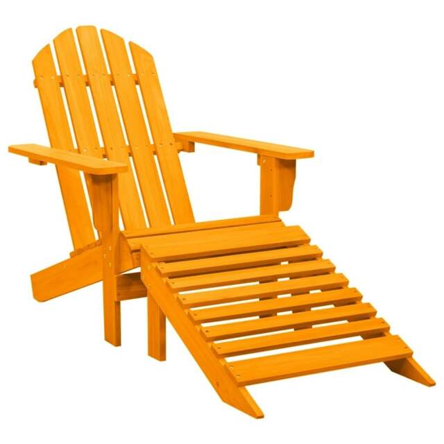 Rackhams Garden Adirondack Chair with Ottoman Solid Fir Wood Orange