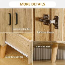 Rackhams 2 Door Wardrobe, Modern Wardrobe with 2 Drawer and Hanging Rail for Bedroom, Natural - thumbnail 4