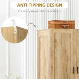 Rackhams 2 Door Wardrobe, Modern Wardrobe with 2 Drawer and Hanging Rail for Bedroom, Natural - thumbnail 5