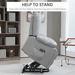 Rackhams Riser and Recliner Chair for Elderly, Quick Assembly - Charcoal grey - Leathaire (Polyester) - 94W x 96D x 106Hcm - thumbnail 4