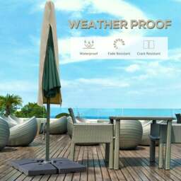 Rackhams Garden Parasol Cover, Outdoor Patio Umbrella Protector Weatherproof Garden Patio with Rod, Zipper for 2-4m Parasol, Φ60 x 160cm, Khaki - Dark Grey - thumbnail 4