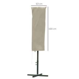 Rackhams Garden Parasol Cover, Outdoor Patio Umbrella Protector Weatherproof Garden Patio with Rod, Zipper for 2-4m Parasol, Φ60 x 160cm, Khaki - Dark Grey - thumbnail 6