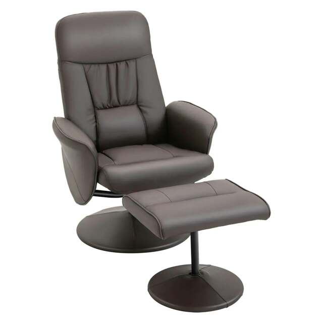 Rackhams Executive Recliner Chair High Back and Footstool Armchair Lounge Seat Brown - image 1