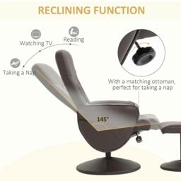 Rackhams Executive Recliner Chair High Back and Footstool Armchair Lounge Seat Brown - thumbnail 4