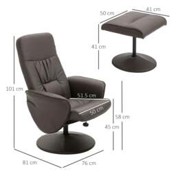 Rackhams Executive Recliner Chair High Back and Footstool Armchair Lounge Seat Brown - thumbnail 3