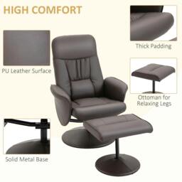 Rackhams Executive Recliner Chair High Back and Footstool Armchair Lounge Seat Brown - thumbnail 6