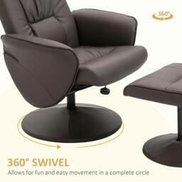 Rackhams Executive Recliner Chair High Back and Footstool Armchair Lounge Seat Brown - thumbnail 5