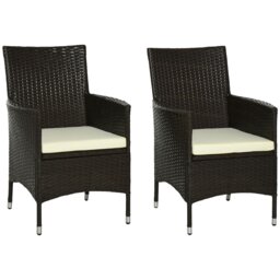 Rackhams 2 Pieces Outdoor Rattan Armchair Garden Dining Chair Set Coffee - Deep Coffee - 60cm x 58.5cm x 89cm - 2 - thumbnail 6