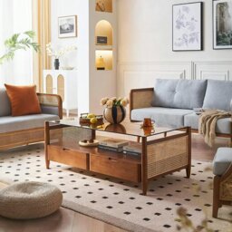 Rackhams Pamela Wood Coffee Table, Rattan - Coffee Table 130cmx70cm - thumbnail 2